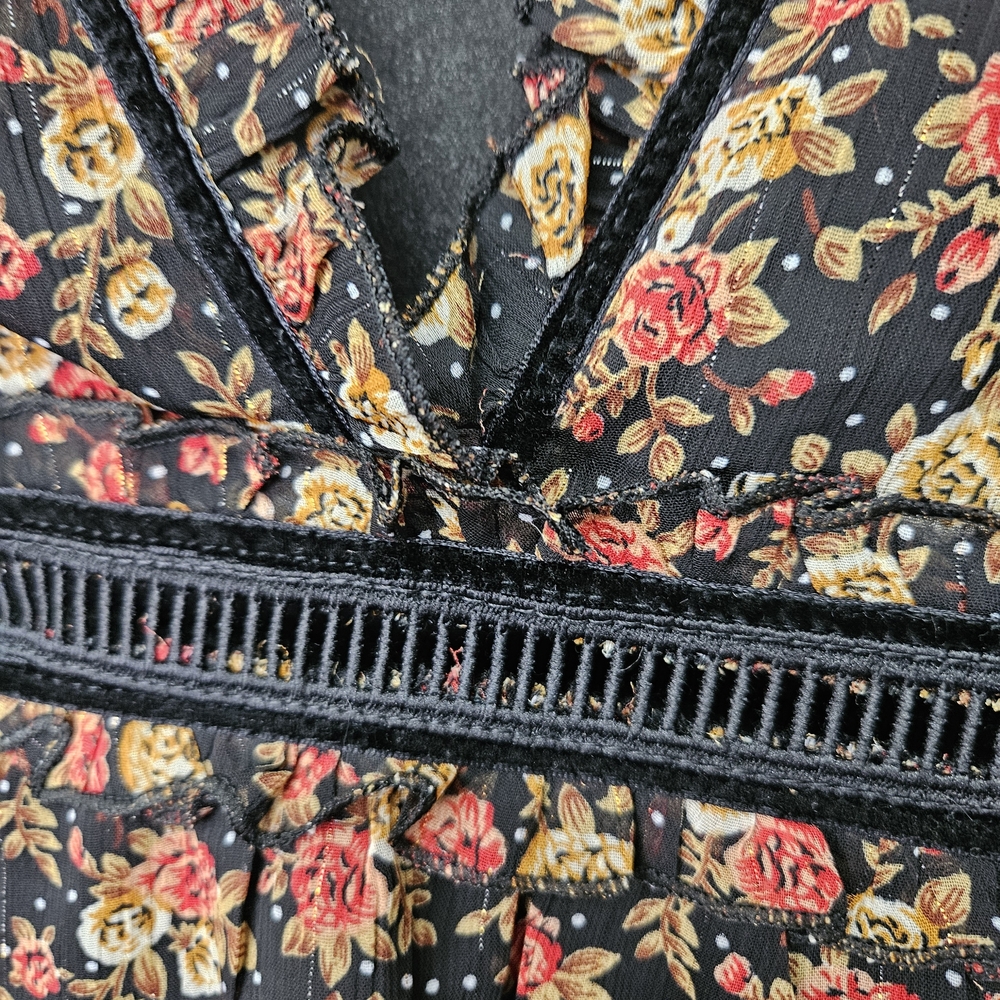 Nasty Gal Black and Pink Floral Long Sleeve Dress - Picture 8 of 11